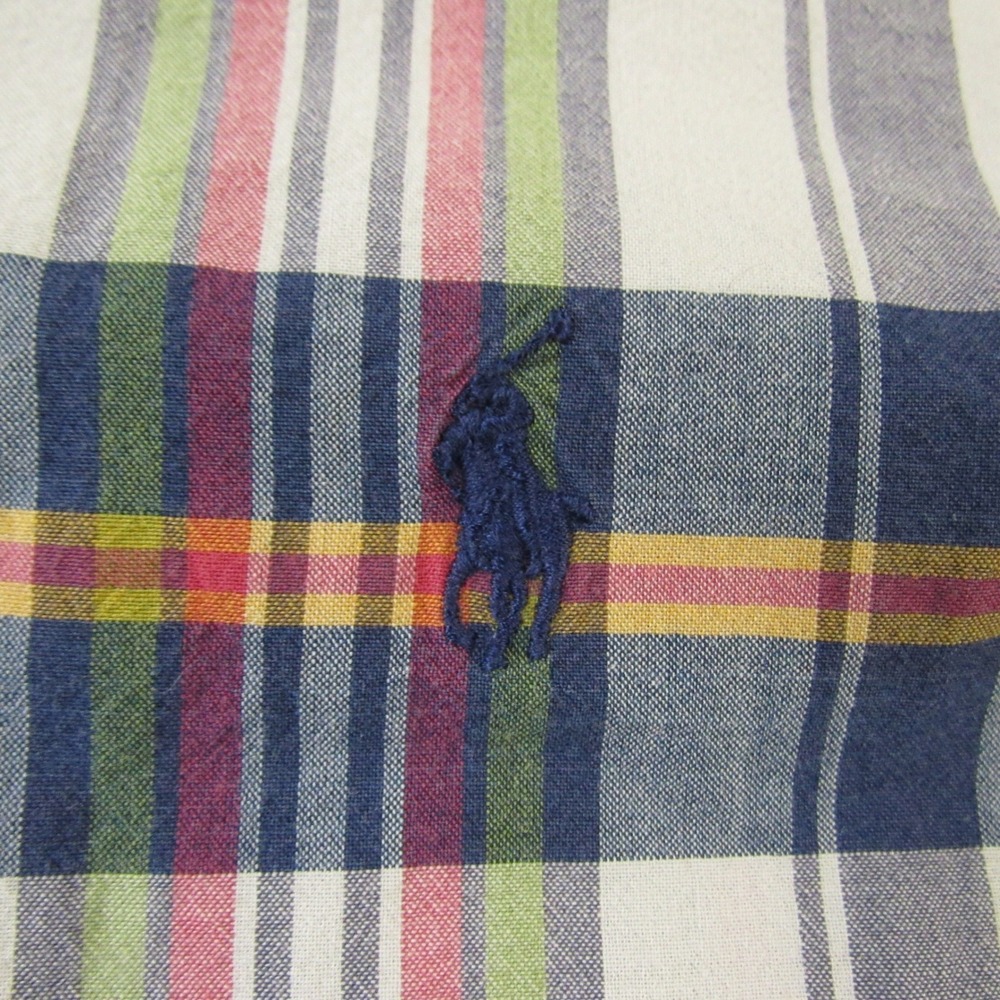 Ralph Lauren Shirt Mens Large Bleeding Madras Fade Plaid Natural Dye Preppy Slim - Picture 5 of 10